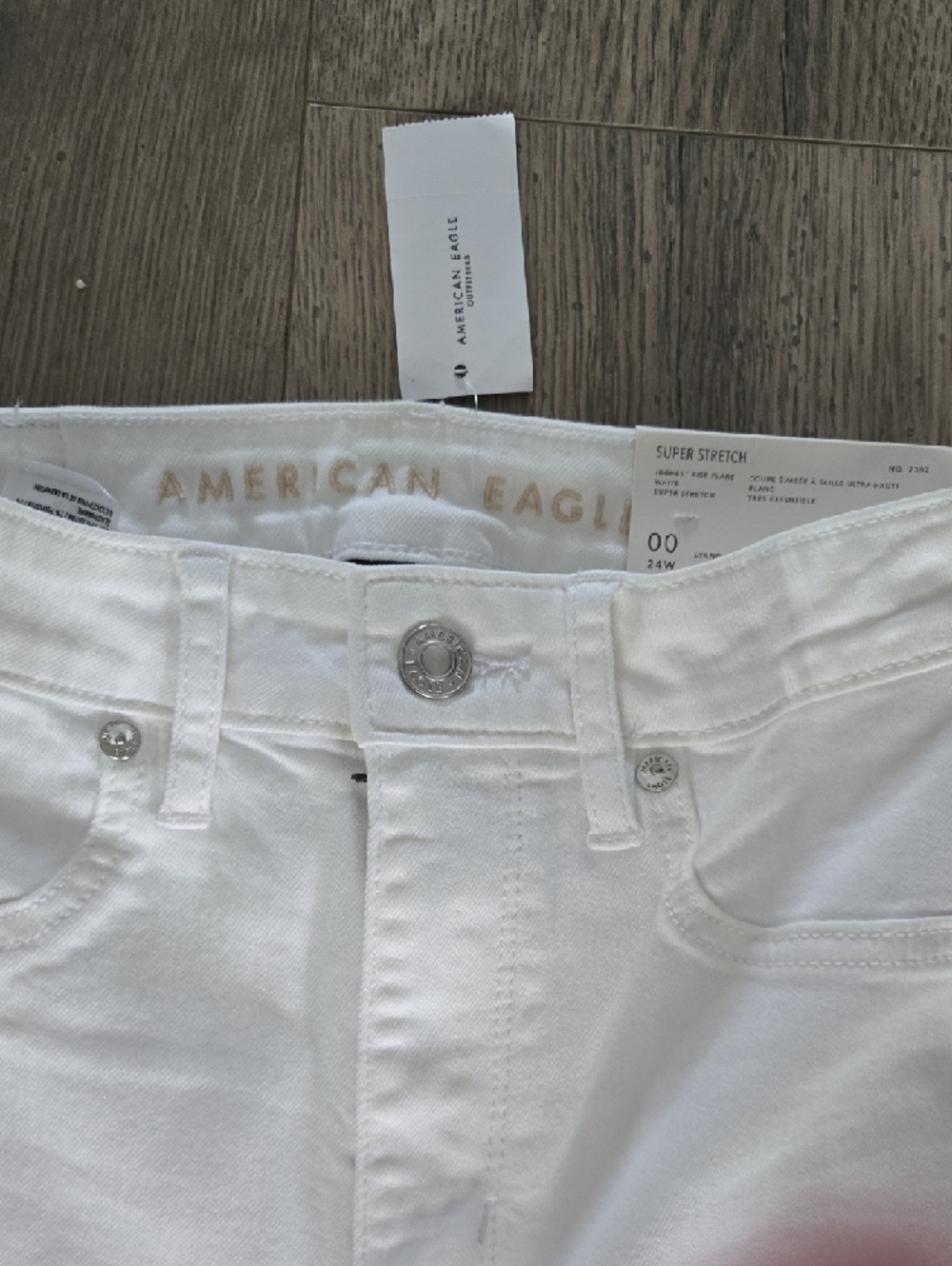 American Eagle Outfitters Highest Rise Flare Super Stretch Jeans White Size 24 C - Picture 2 of 5